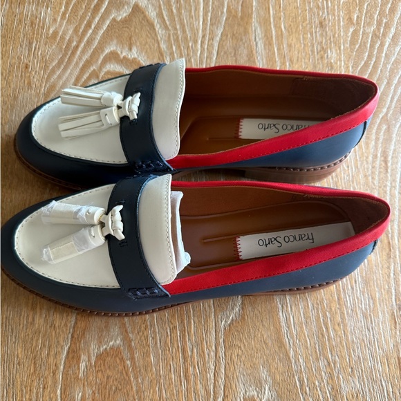 NWOT FRANCO SARTO Carolyn Patriotic Loafers  Red Blue White Women’s Size 8.5W - Picture 2 of 13